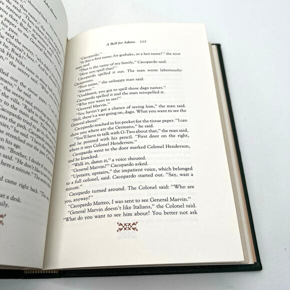 SIGNED A Bell for Adano by John Hersey Leather Patriotism Humanity. - Picture 9 of 14